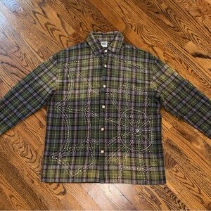 Stylish Green Plaid Button-Down Shirt